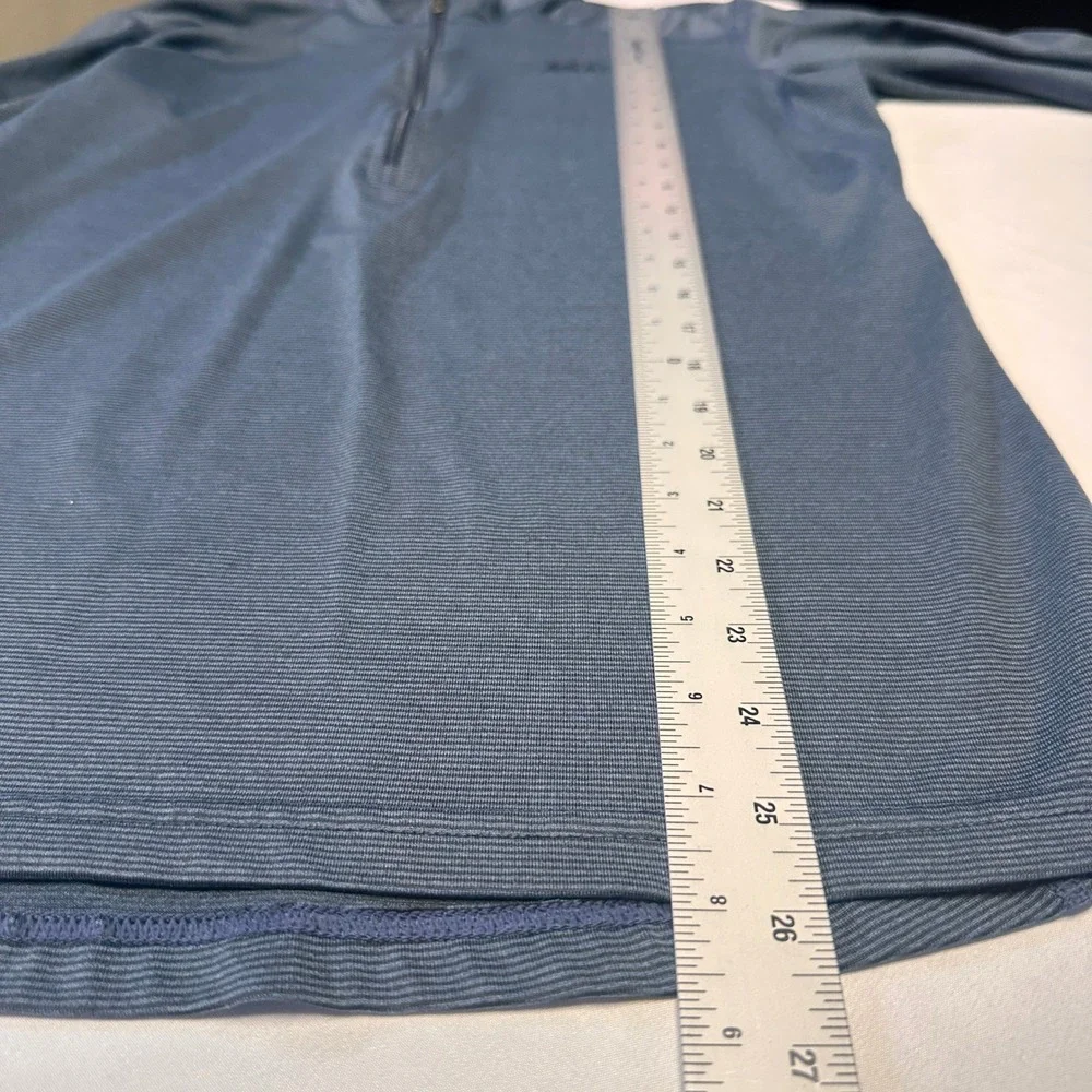 REI Mens Small Blue Grey Striped Quarter Zip Pullover Long Sleeve Hiking Shirt